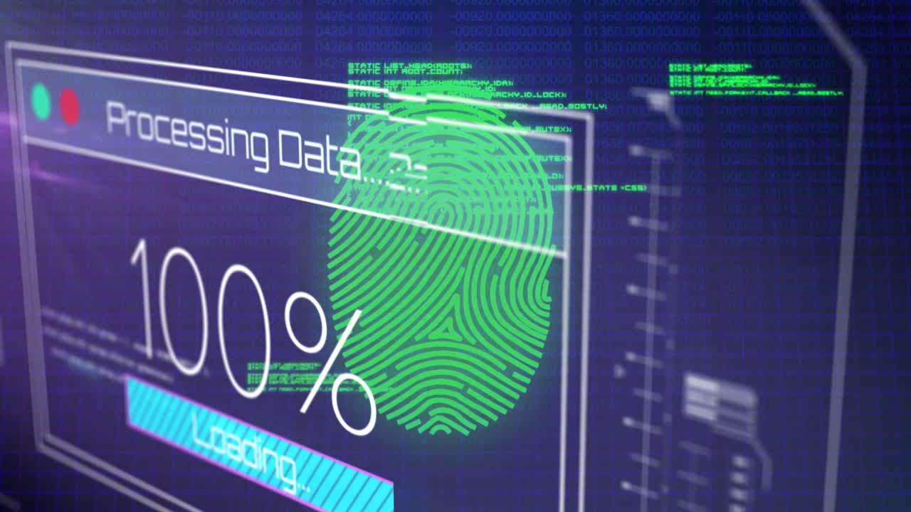 animación de huellas dactilares en el procesamiento de datos