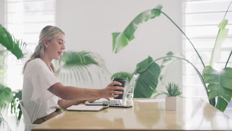 coffee gives her the energy to stay productive