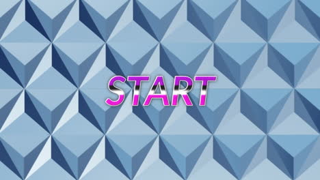 purple start text against abstract 3d shapes in seamless pattern on blue background