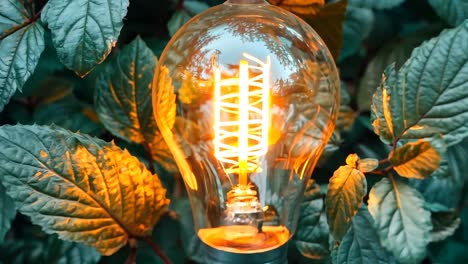 a light bulb sitting on top of a green leafy plant