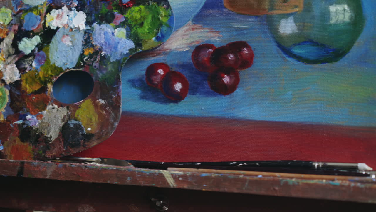 Close-up of Painting and Artist's Supplies