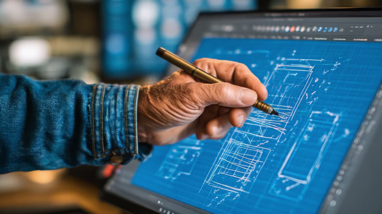 A Designer's Journey: Capturing the Creative Process of Hand-illustrating Detailed Technical Drawings on a Digital Screen