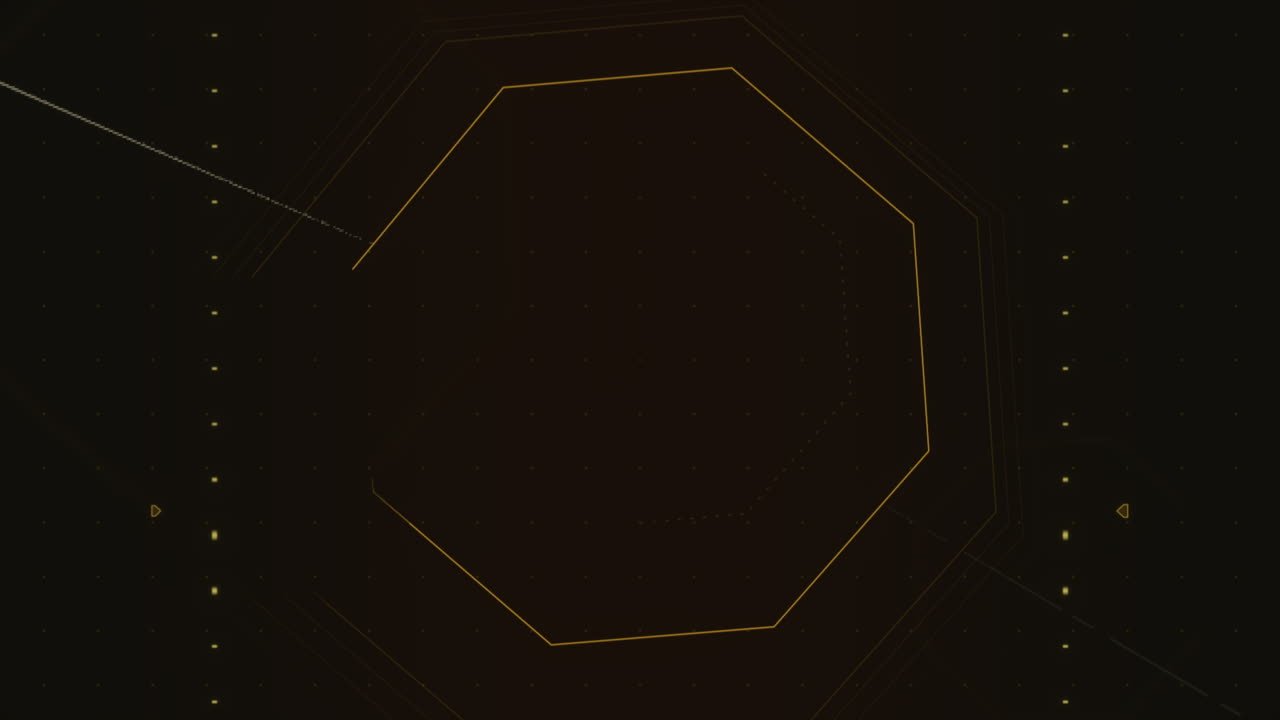 검은색과 황금색의 기하학적 패턴이 어두운 바탕에 육각형 모양으로