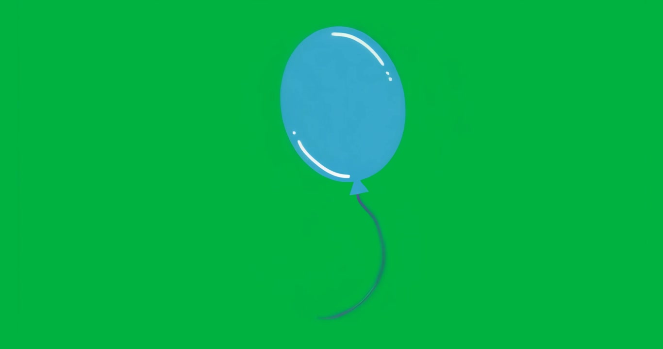 All'avvio, palloncino blu che fluttua e nastro che ondeggia per mostrare un'animazione in loop su sfondo trasparente.