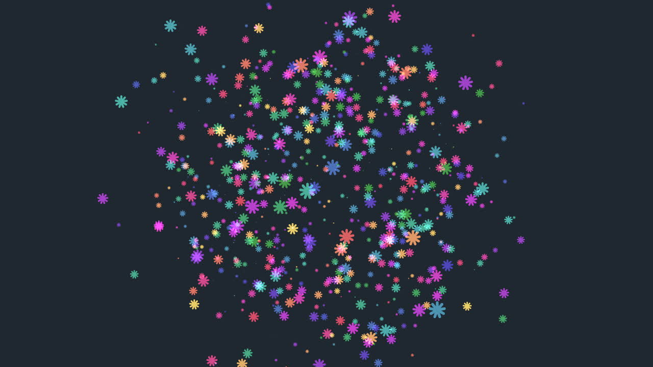 생동감 넘치는 떠다니는 점들이 어을 비추고 있습니다.