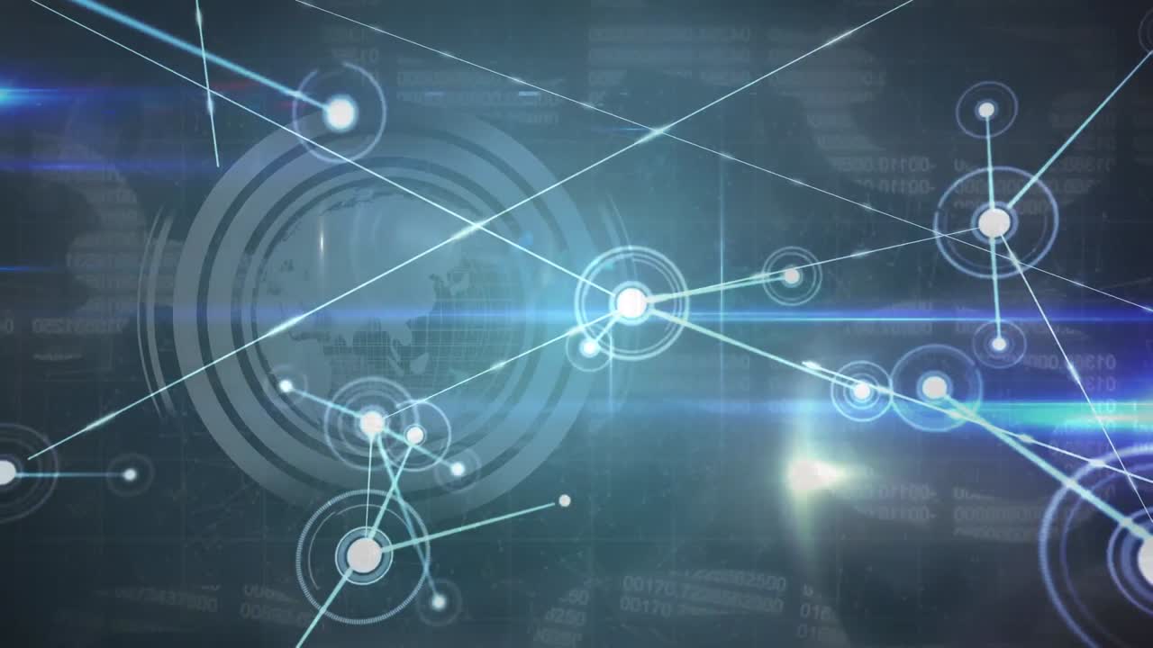 animación de la red de conexiones sobre un fondo oscuro