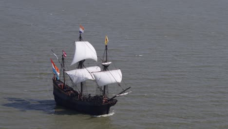 historic dutch ship sailing on water