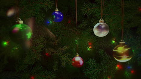 Animated-closeup-colorful-balls-and-green-tree-branches