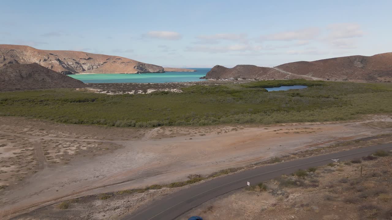공중: 발란드라 비치, 라파즈, 바하 캘리포니아 쉬르 해안 도로, 태평양 옆, 멕시코