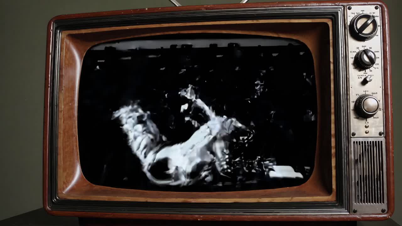 외계인 밴드를 보여주는 빈티지 tv