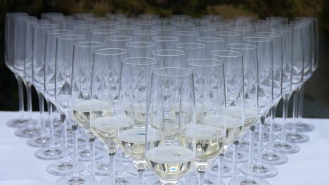 champagne glasses are beautifully arranged at a wedding in switzerland