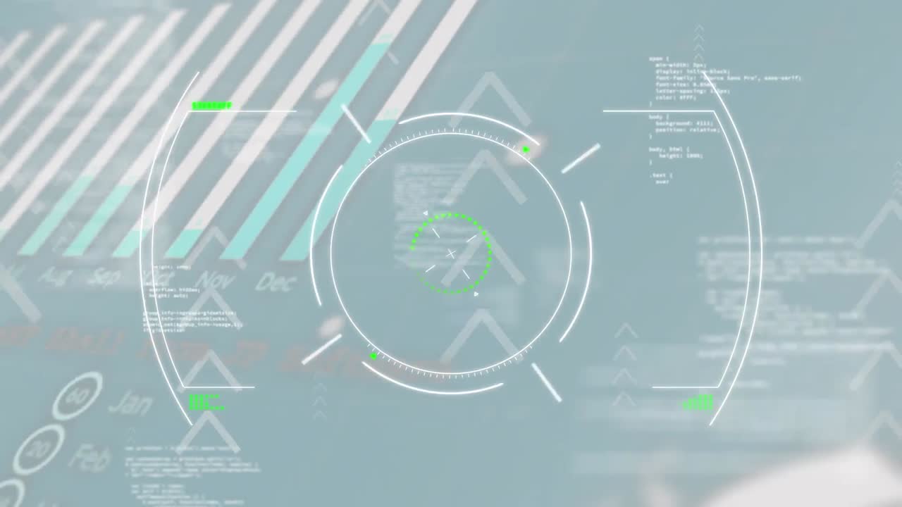 파란색 배경에 대한 통계 데이터 처리에 대한 범위 스캐닝의 애니메이션