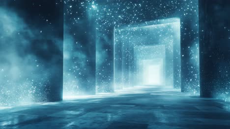 glowing blue futuristic tunnel