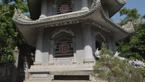 tilt down shot of non nuoc pagoda at marble mountain, da nang, vietnam