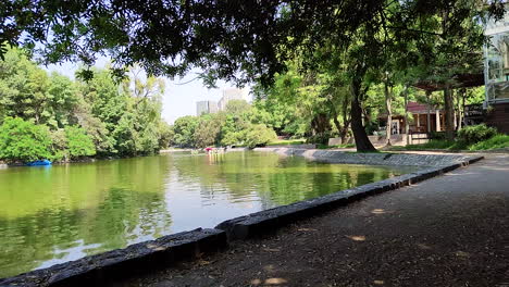 timelapse-on-lake-chapultepec-at-sunrise,-mexico-city