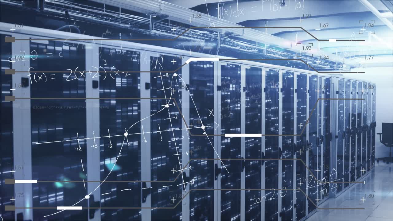 Animation of data processing over server room