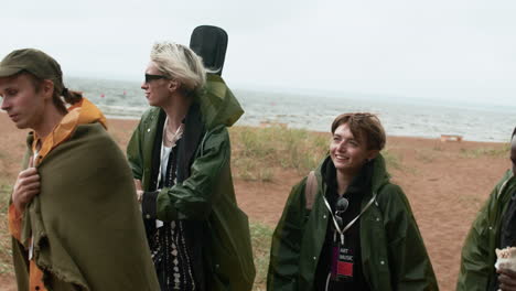 friends walking on the beach