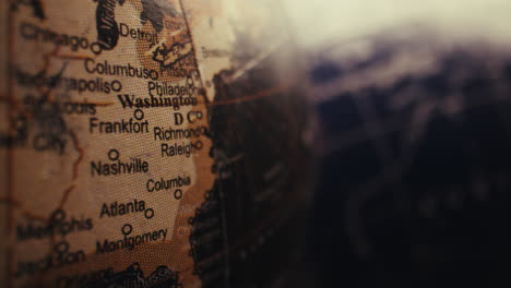 close-up of a vintage globe map