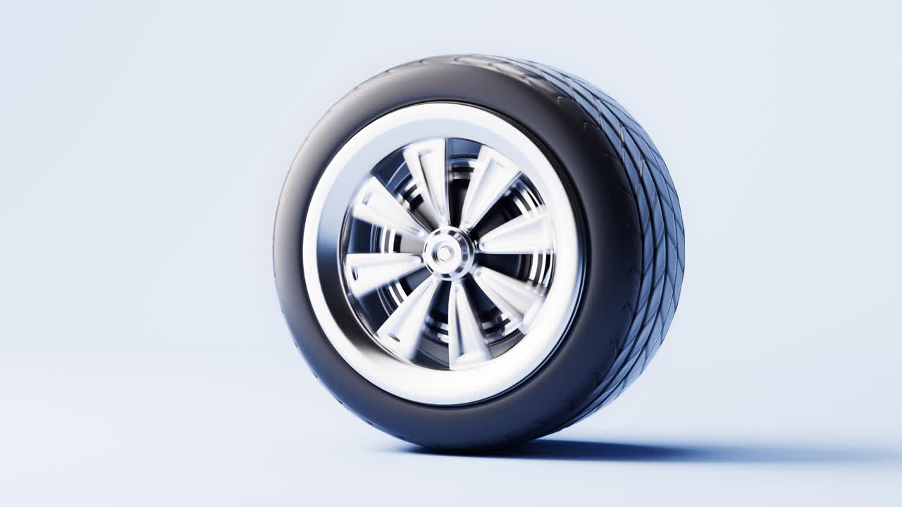 Detailed car wheel tires, 3d rendering.
