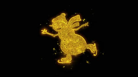 glittering snowman ice skating