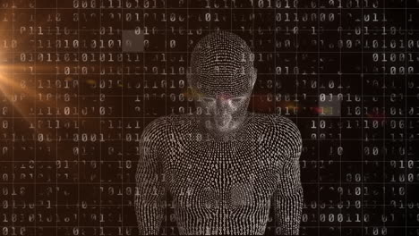 animación de codificación binaria y procesamiento de datos sobre el cuerpo humano