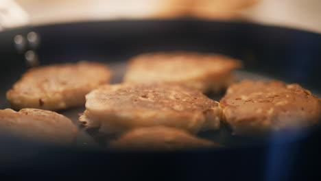 beautiful fresh pancakes are baking in a pan