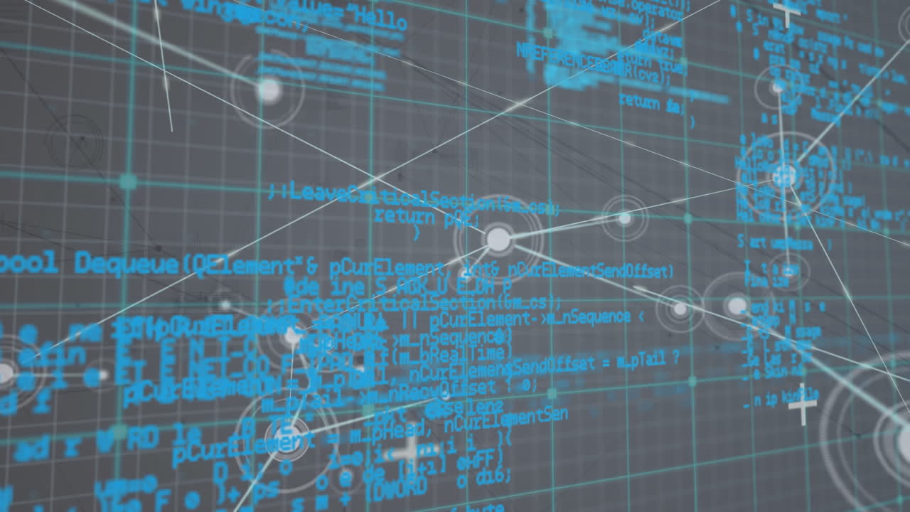 화면과 연결 네트워크에서 데이터 처리의 애니메이션