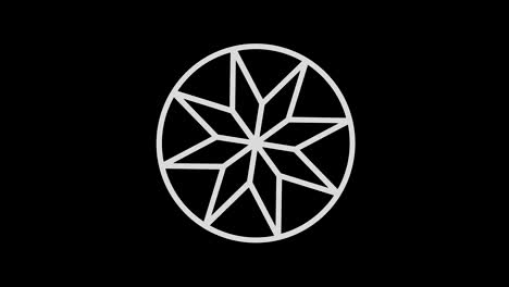 graphic object in black and white with stroboscopic and hypnotic effect, which rotates clockwise decreasing the size from full screen to disappearing in the center, in 16: 9 video format