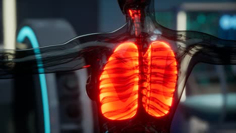 examen radiológico de pulmones humanos en laboratorio