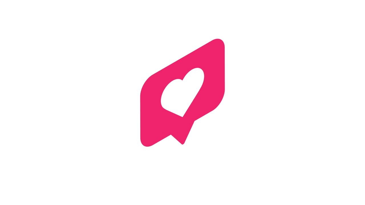 Heart pink icon in motion graphics animation. Social media heart