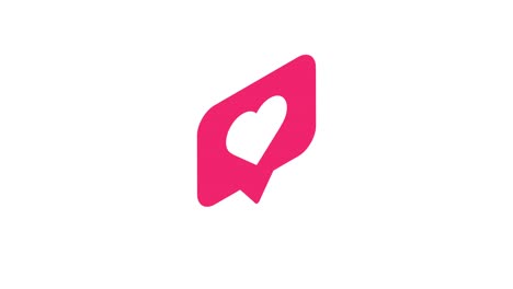 icono de corazón rosado en animación de gráficos en movimiento. corazón de las redes sociales