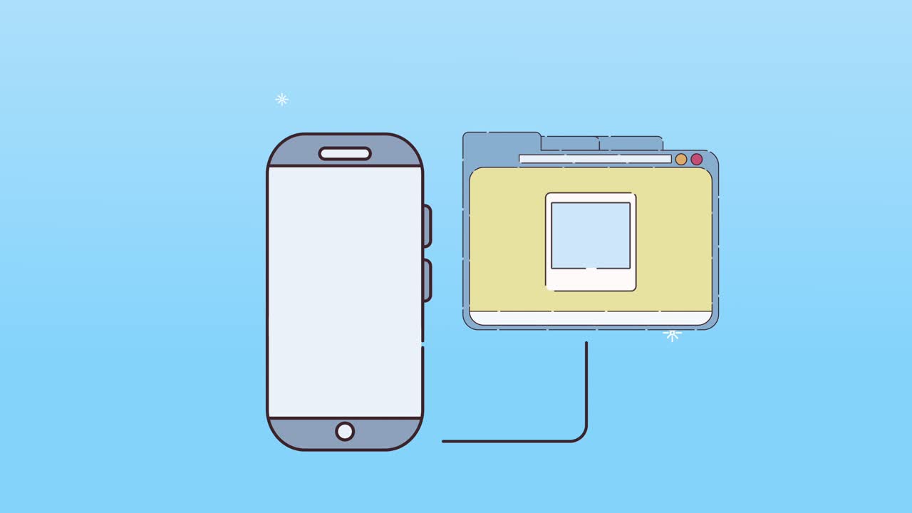 digital work animation with smartphone and webpage template