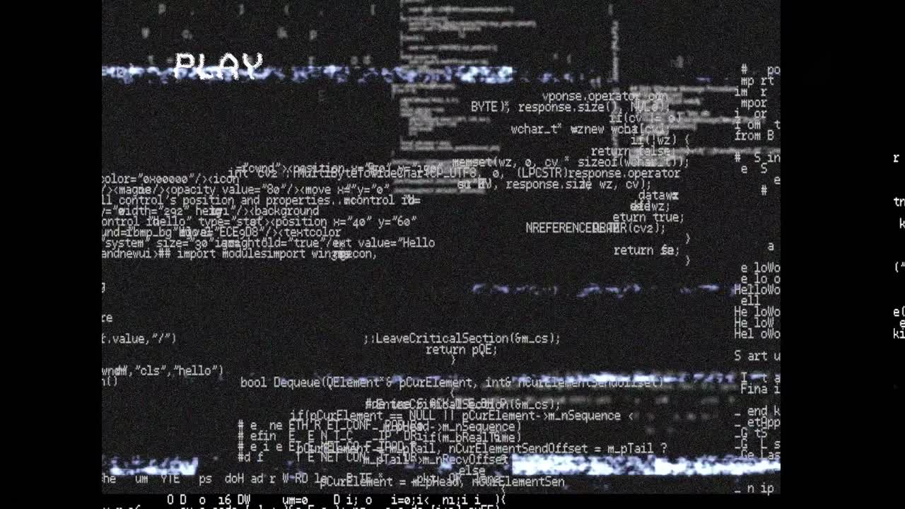 Glitch vhs effect over computer data processing on black background
