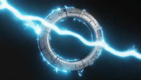 energy ring with blue lightning