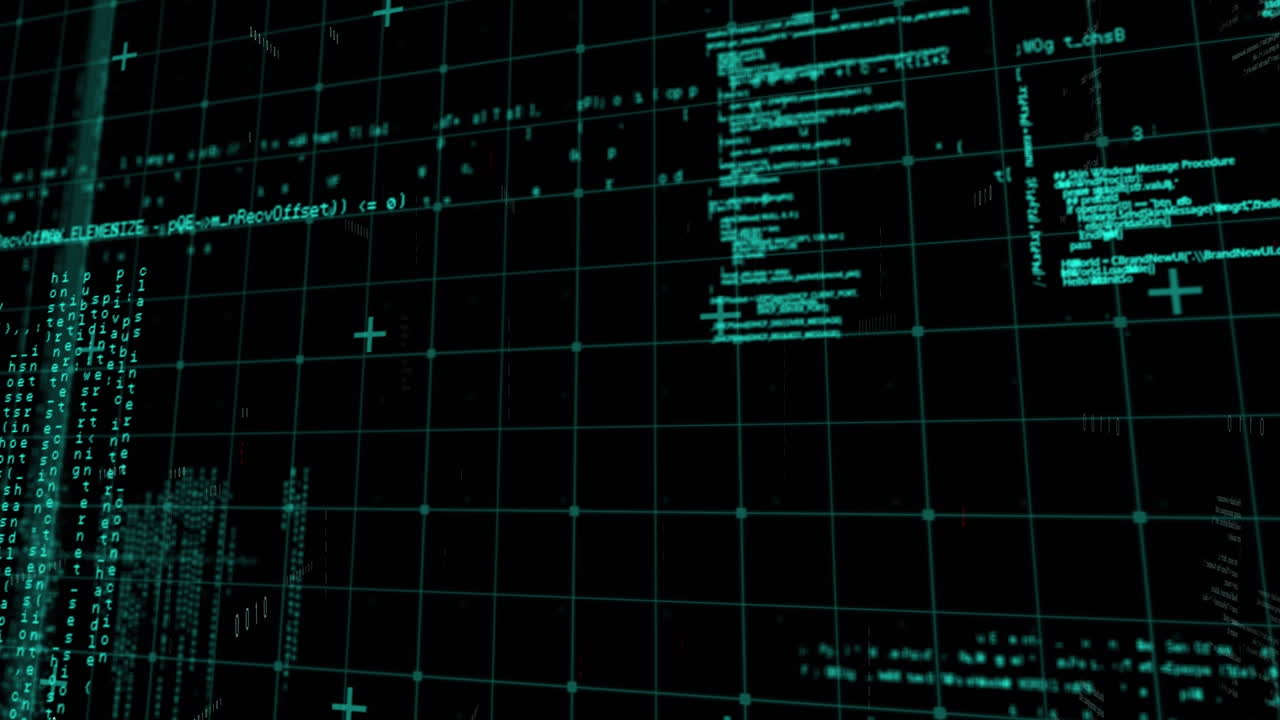 Animation of data processing on black background