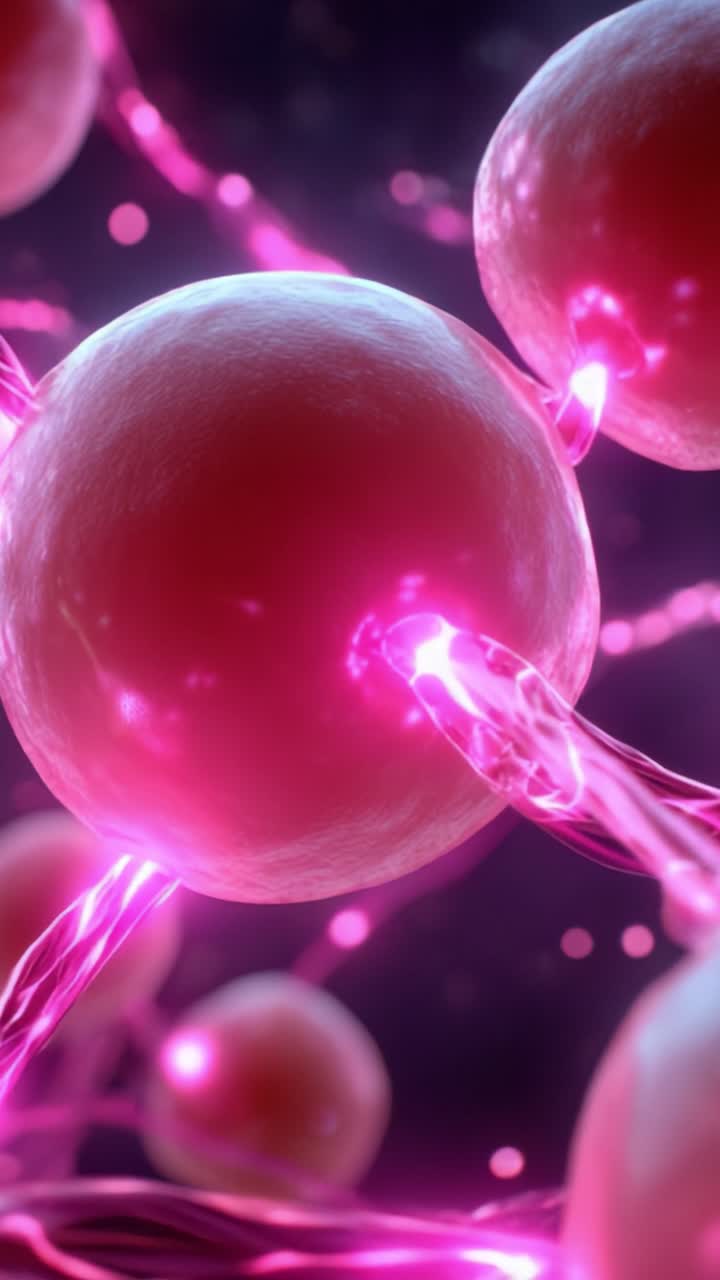 Primi piani di cellule vibranti connesse all'energia: Un'esplorazione affascinante di strutture cellulari e interconnessioni in un universo microscopico.