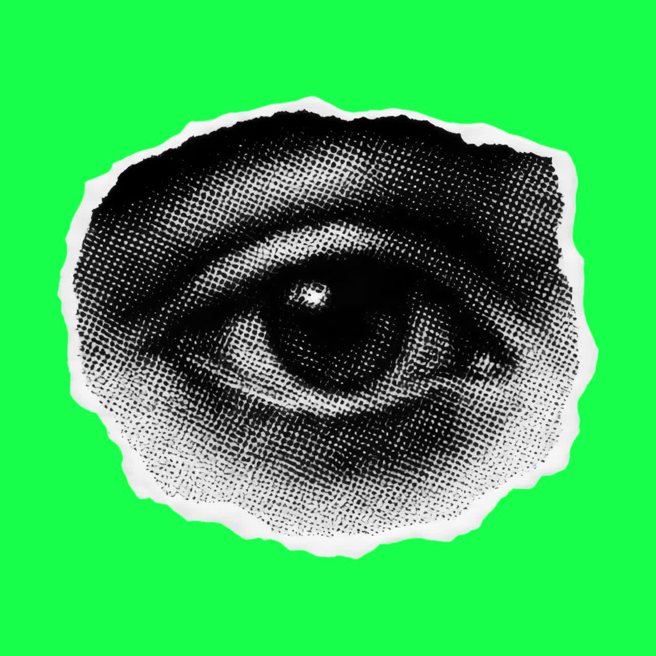 Vintage eye illustration animation, transparent 4K video, green screen
