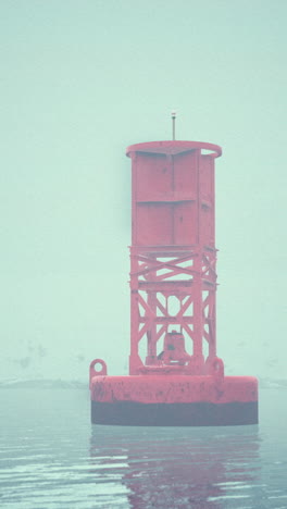 red buoy in foggy water