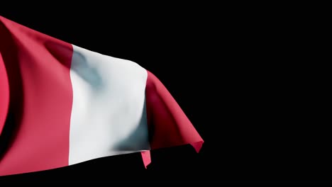 bicolor flag of peru waving in breeze against black background