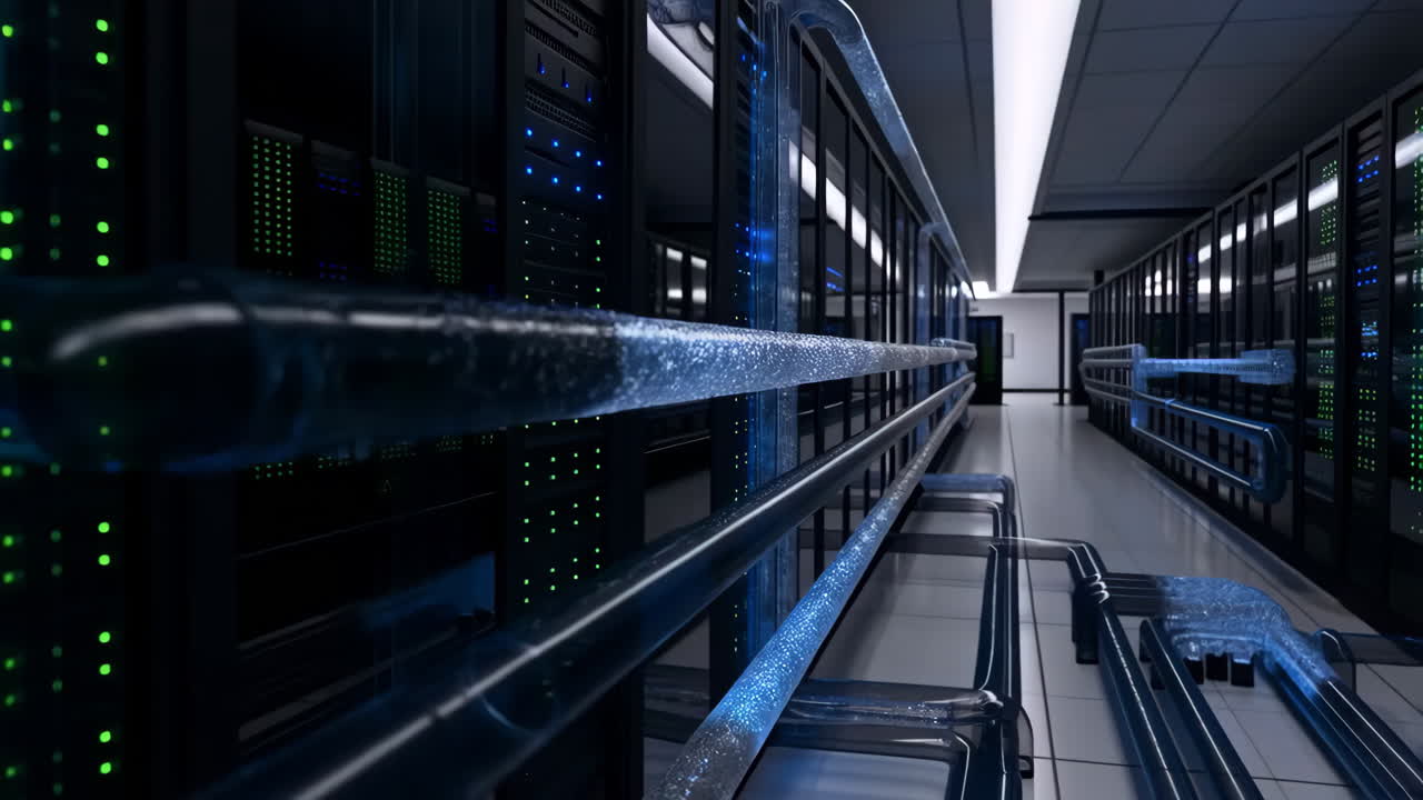 High-Tech Data Flow in a Modern Server Room