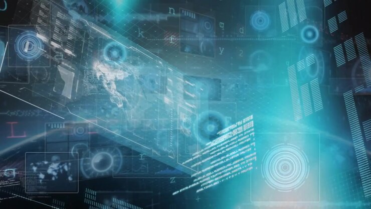 Animation of data processing over screens