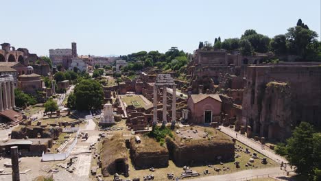 historic aerial panorama of rome's archaeological heart under bright daylight 4k