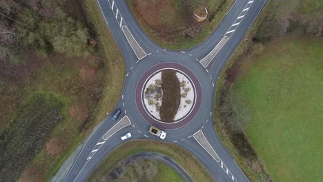 traffic circle - country roads, aerial view