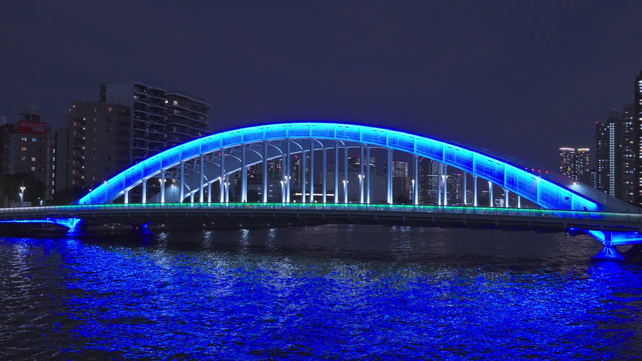 Illuminated Bridge at Night