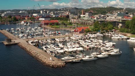 boats in the harbour of kristiansand in norway