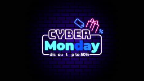 Eine-Animation-Eines-Cyber-Monday-Konzepts-Mit-Neon-Design