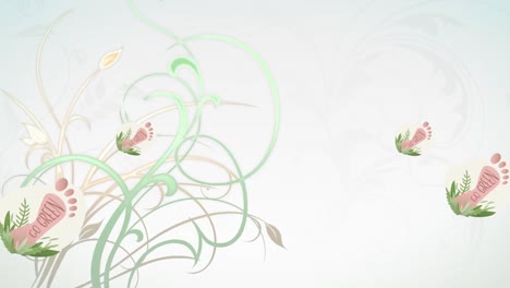 animación de texto verde sobre huellas y plantas