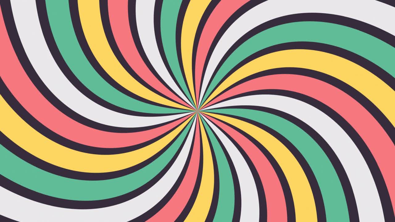 Curve colorful radial lines spin around the center of a 4K background.
