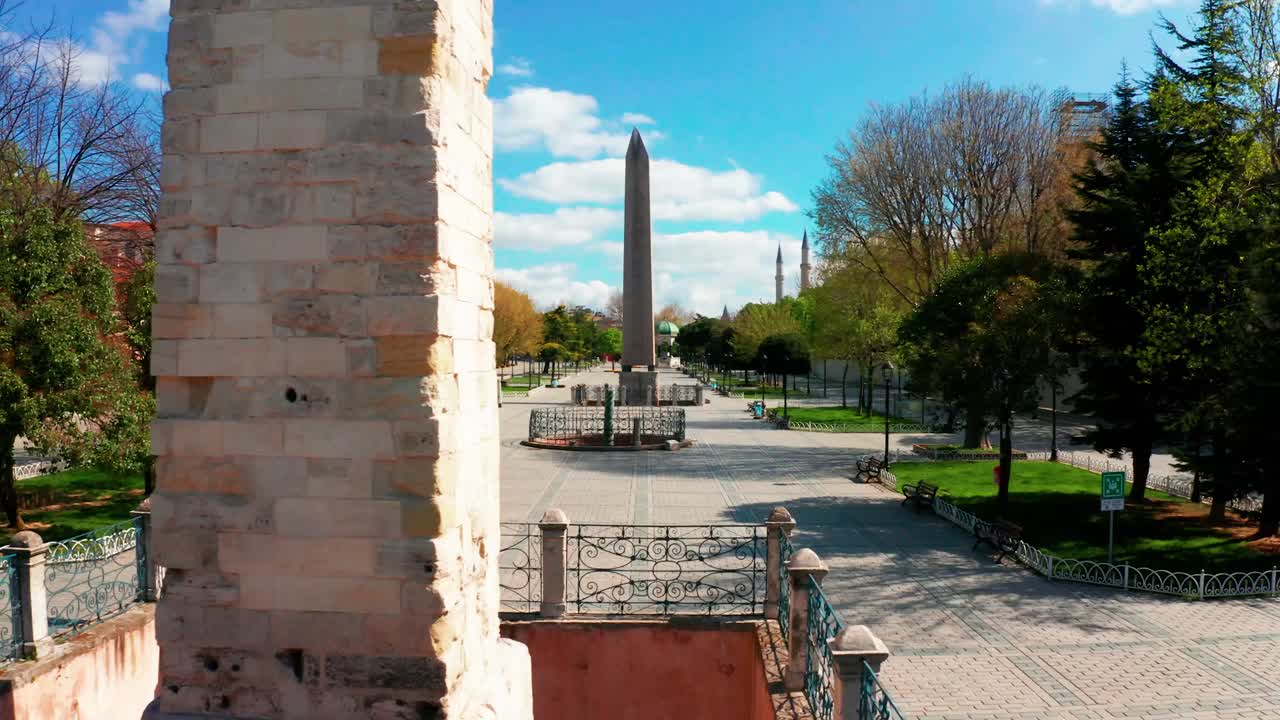 이스탄불 블루 모스크, 술탄 아흐메트 카미 (sultan ahmet cami) - 코로나19로 인한 통행금지 기간 동안의 공중 영상