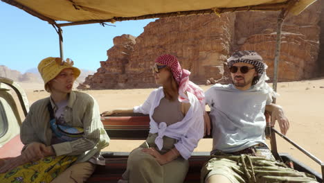 friends on a desert adventure in wadi rum